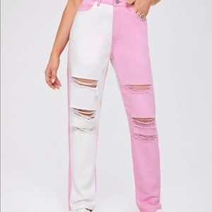 high waist color block jeans!